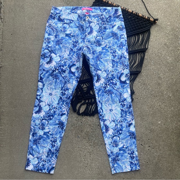 Lilly Pulitzer Flower Printed Skinny Ankle Pants Size 12 - Picture 2 of 6